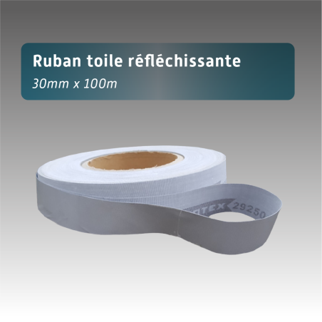 Ruban toile réfléchissante - 30mm x 100m